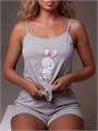 Хлопковая пижама с шортами и майкой пижама2_светло-серый зайчики