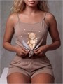Хлопковая пижама с шортами и майкой пижама2_кофе мишка