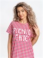 Туника домашняя женская Туника1-BMR-красные квадратики_Picnic Chic