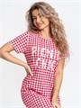 Туника домашняя женская Туника1-BMR-красные квадратики_Picnic Chic