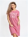 Туника домашняя женская Туника1-BMR-красные квадратики_Picnic Chic